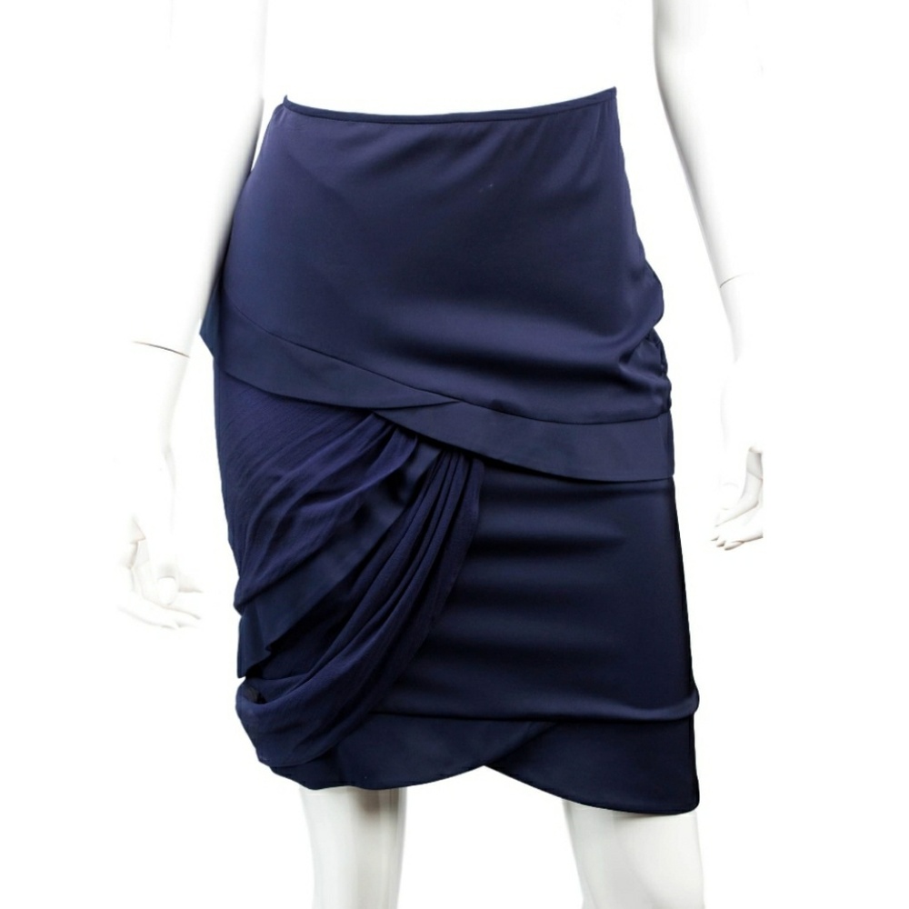 Gucci -42- Navy Blue Ruched Tiered Skirt